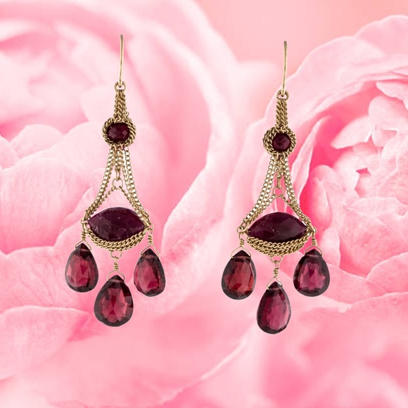 SOLD -Anthony Nak 18k Gold Ruby Earrings - Picture 2 of 5